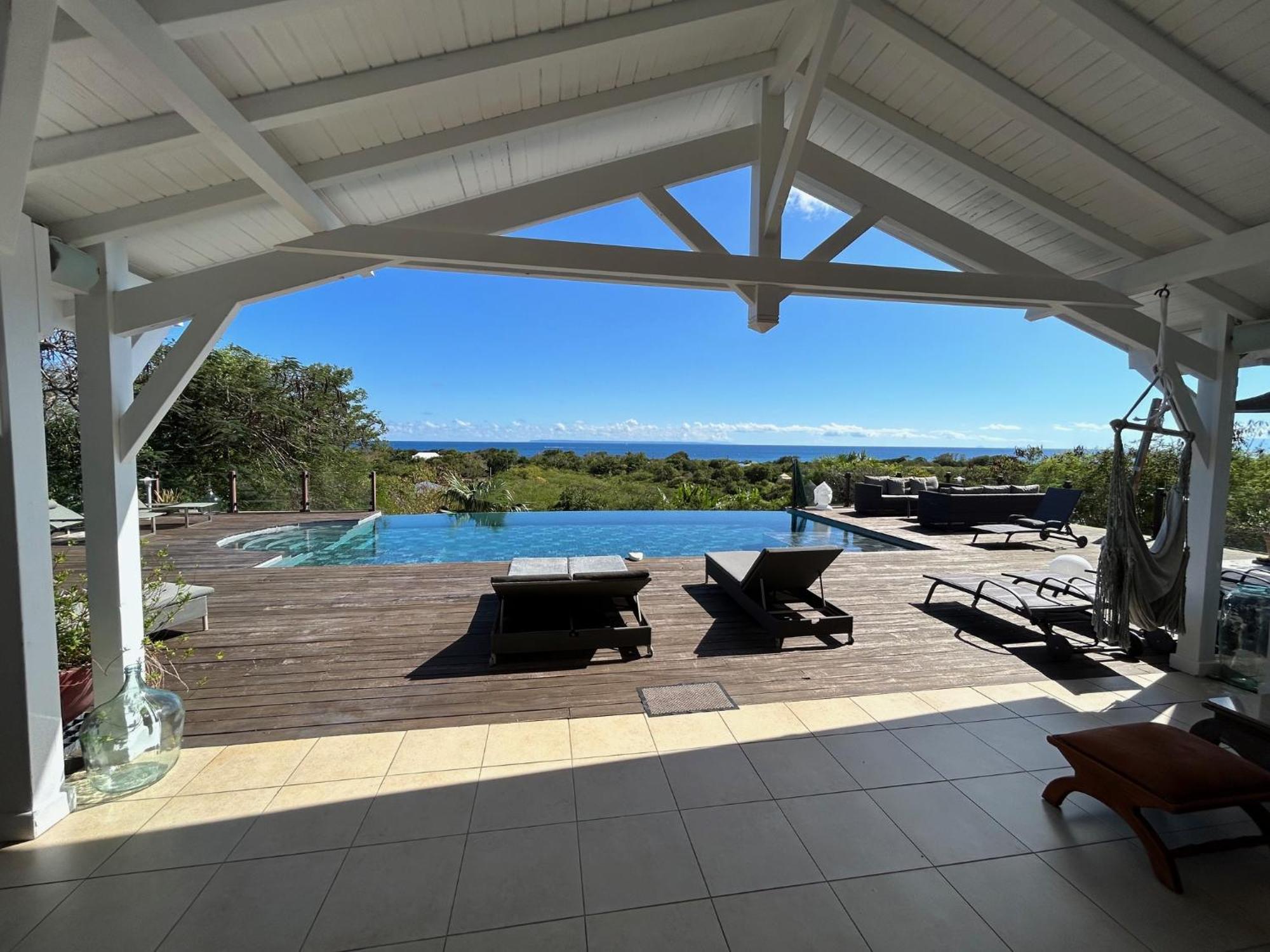 Villa Deluxe L'Hacienda Villa Vue Mer 180 Piscine Jacuzzi Proche Plage Marina Golf Pointe Des Chateaux Et Casino Jardin Clos Voyage Durable Сен-Франсуа Экстерьер фото