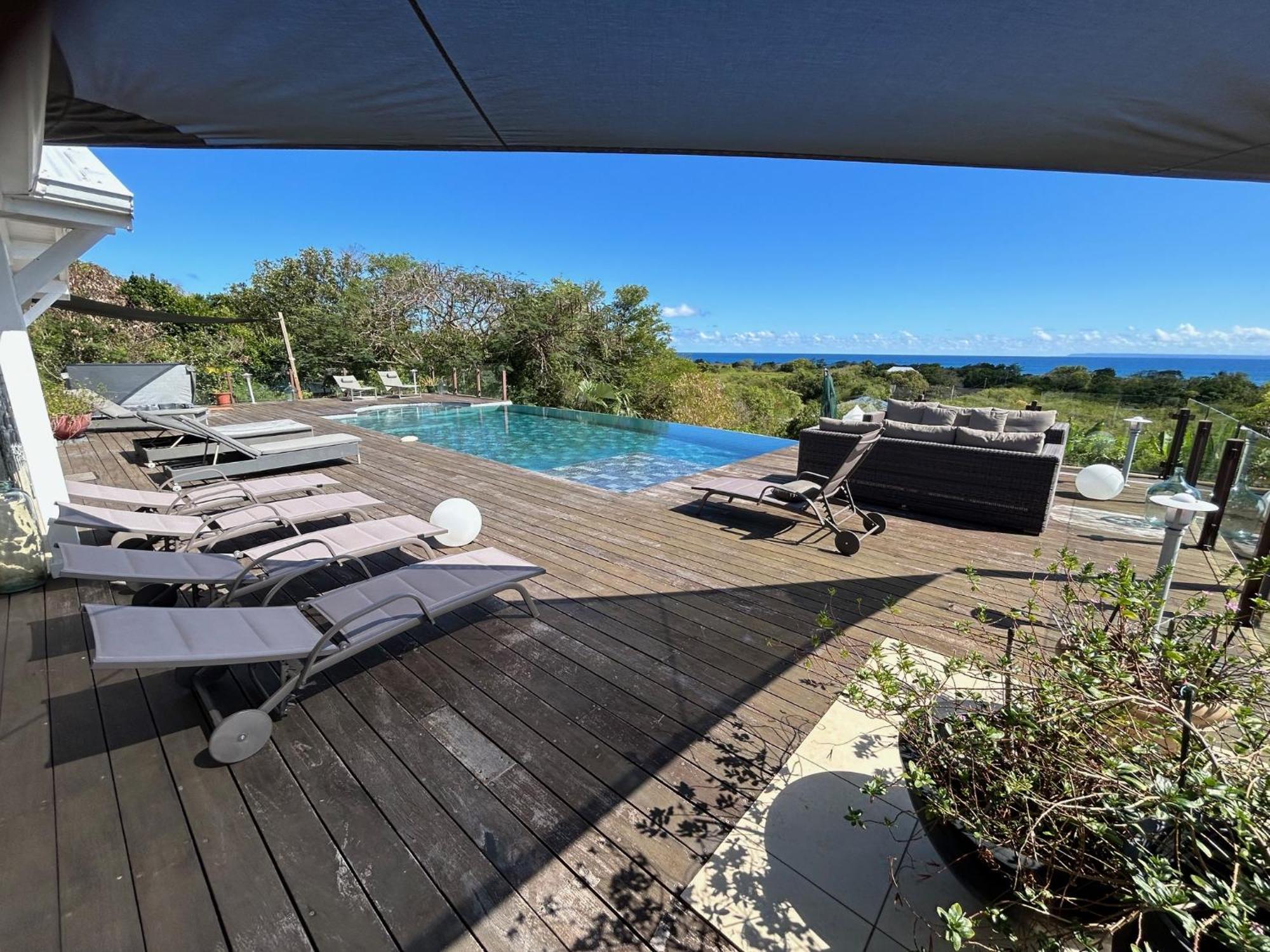 Villa Deluxe L'Hacienda Villa Vue Mer 180 Piscine Jacuzzi Proche Plage Marina Golf Pointe Des Chateaux Et Casino Jardin Clos Voyage Durable Сен-Франсуа Экстерьер фото